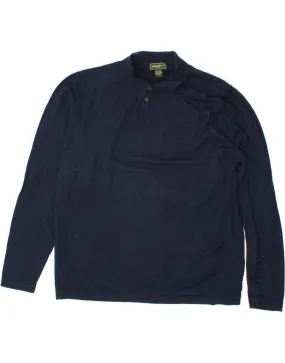 EDDIE BAUER Mens Polo Neck Jumper Sweater 2XL Navy Blue Merino Wool