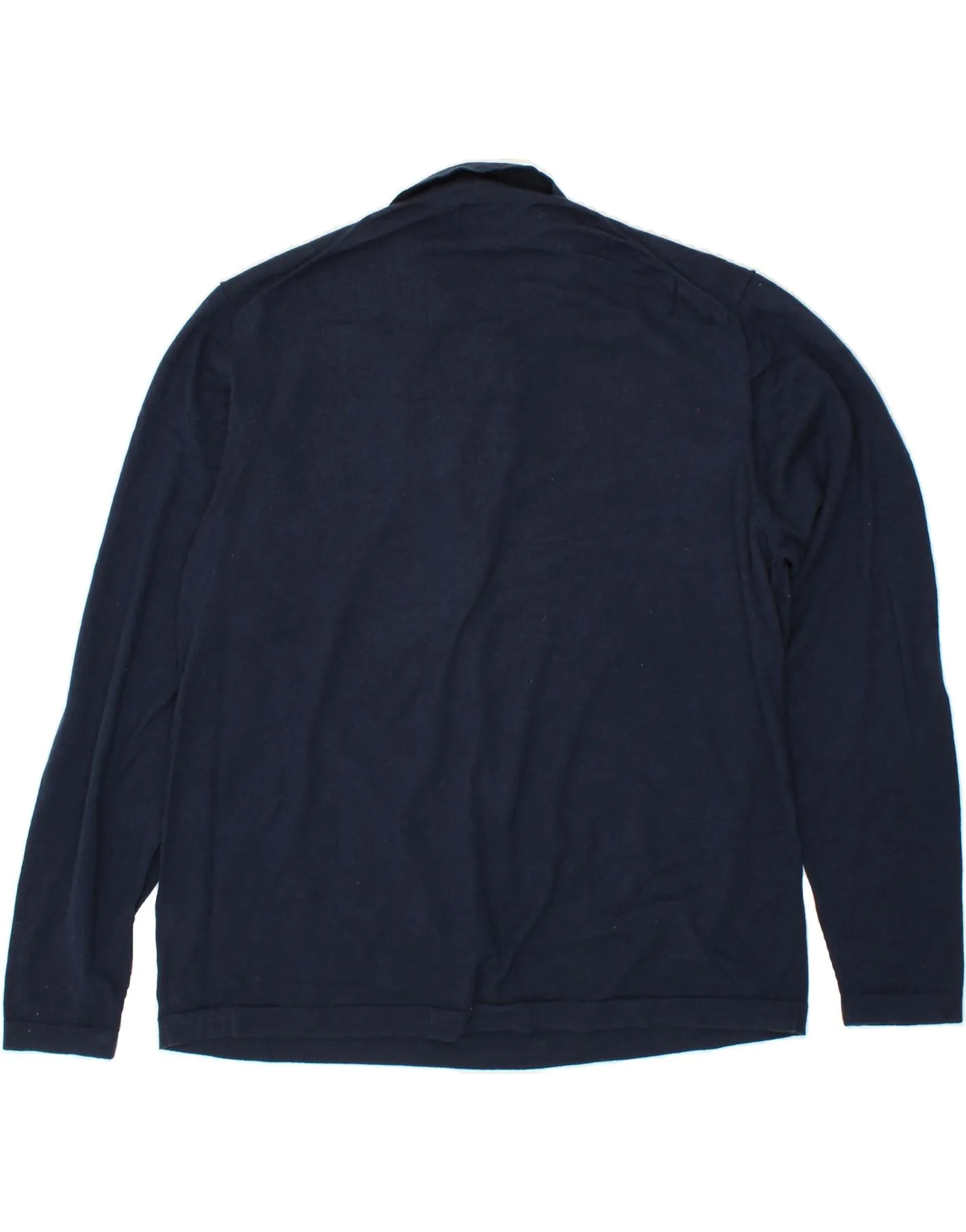 EDDIE BAUER Mens Polo Neck Jumper Sweater 2XL Navy Blue Merino Wool