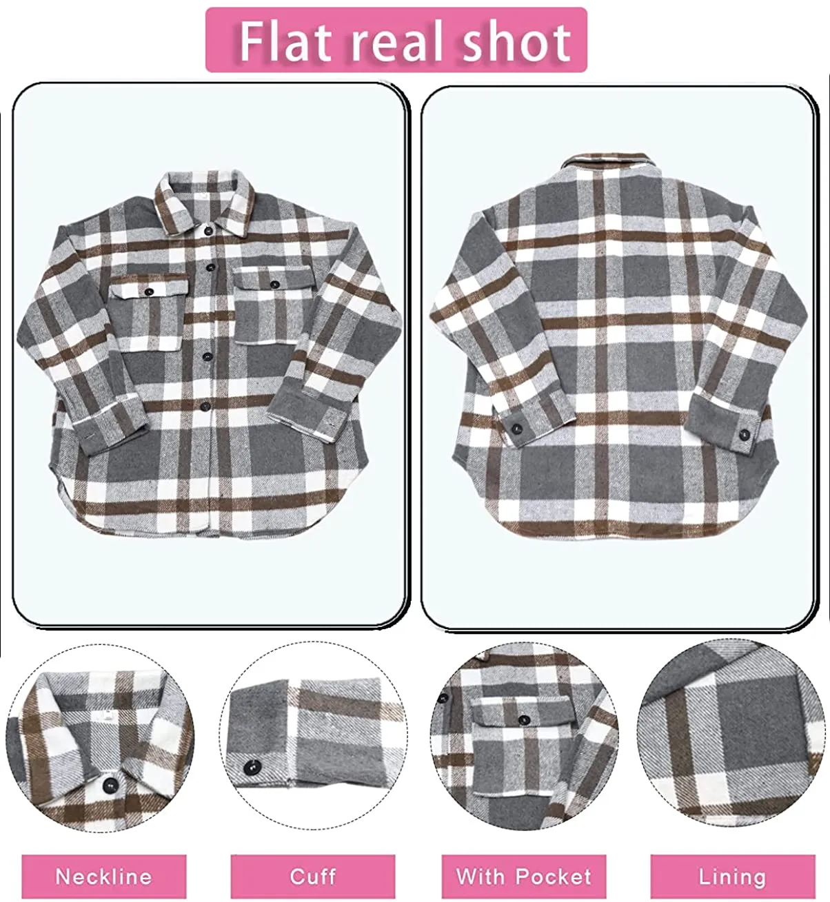Flannel Plaid Jacket Long Sleeve Button