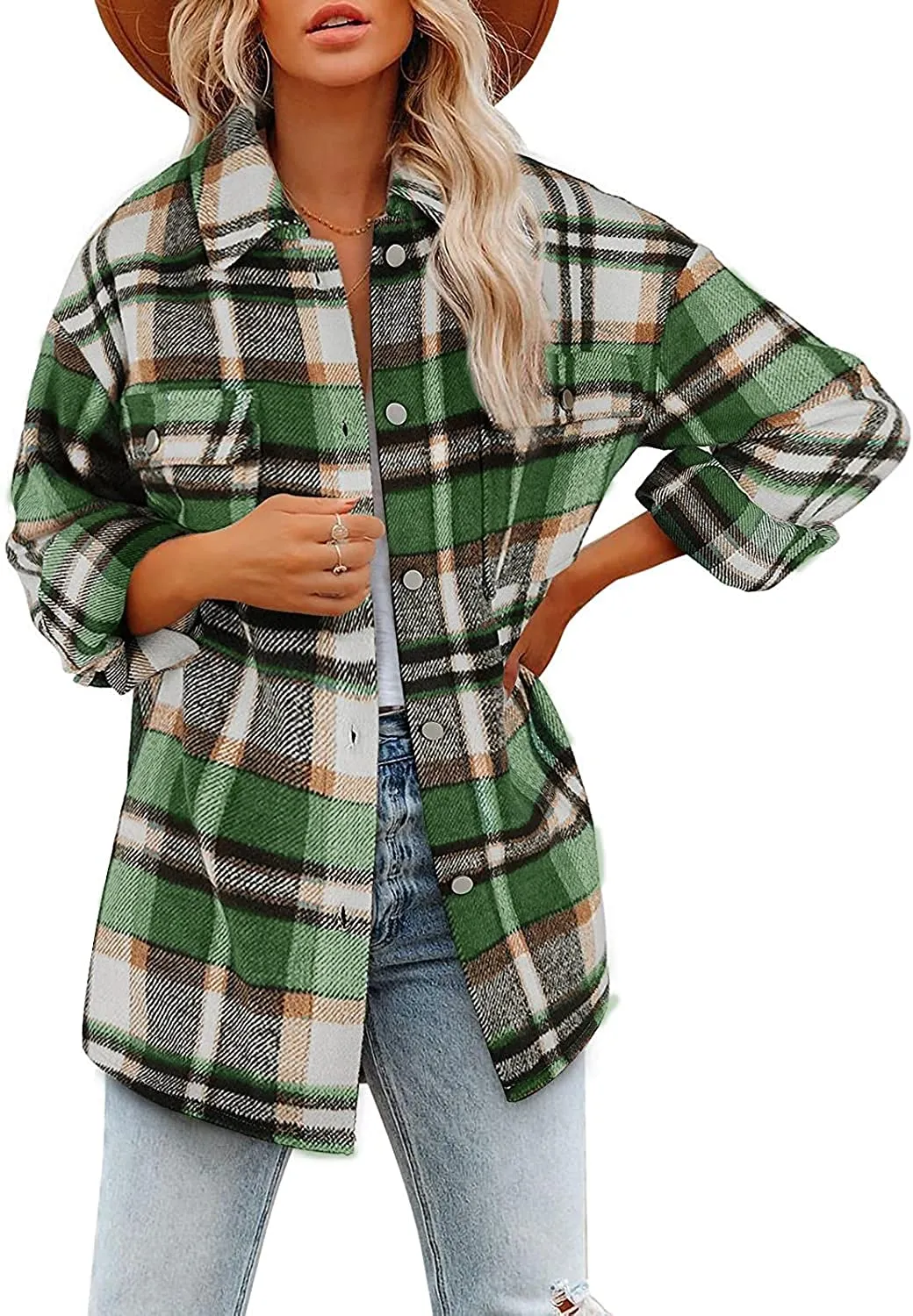 Flannel Plaid Jacket Long Sleeve Button