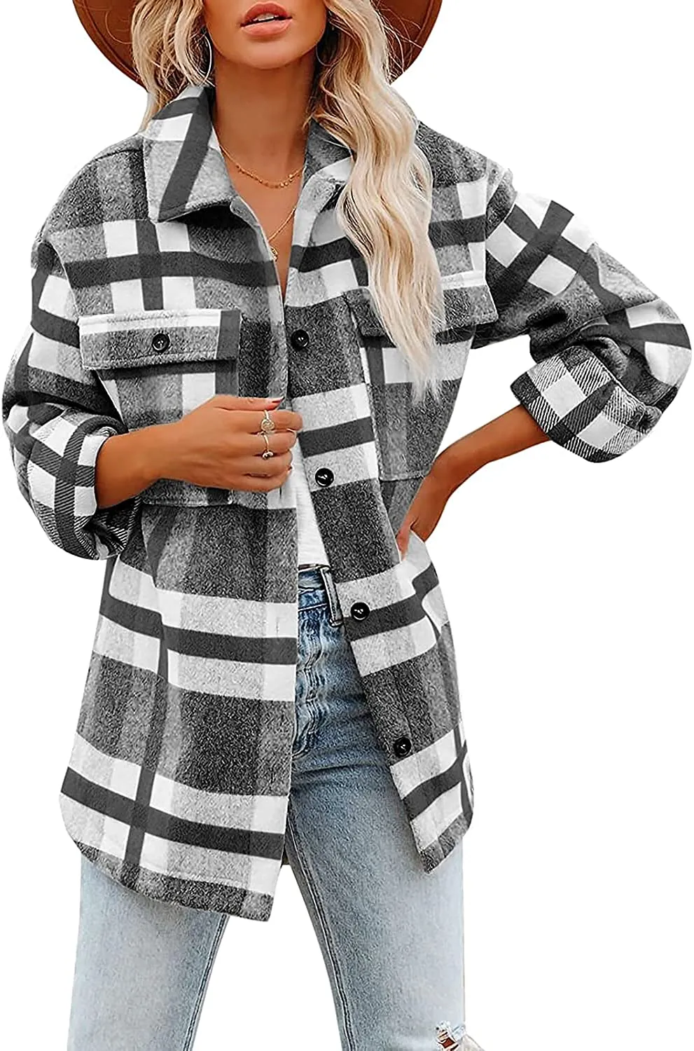 Flannel Plaid Jacket Long Sleeve Button
