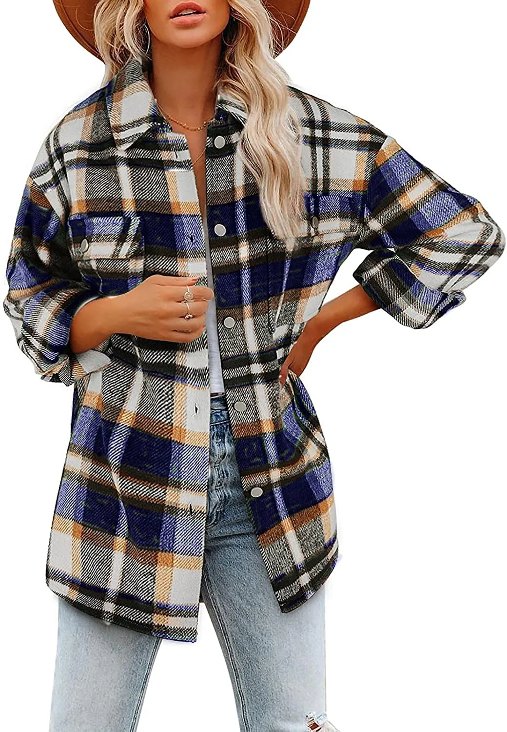 Flannel Plaid Jacket Long Sleeve Button