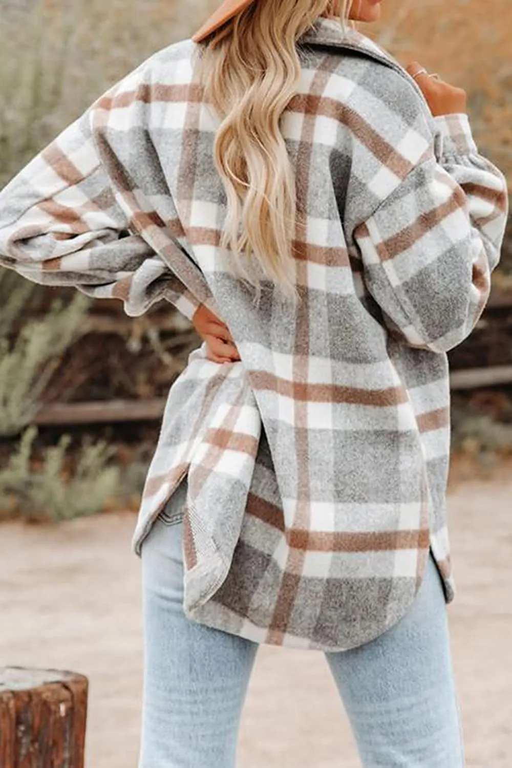 Flannel Plaid Jacket Long Sleeve Button