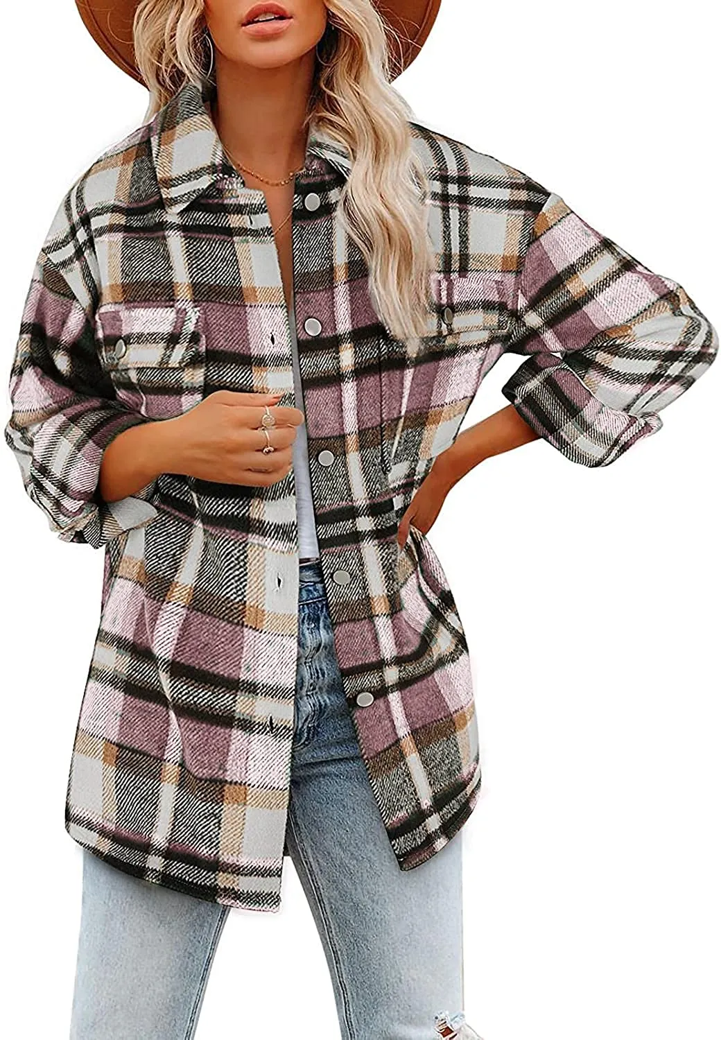Flannel Plaid Jacket Long Sleeve Button