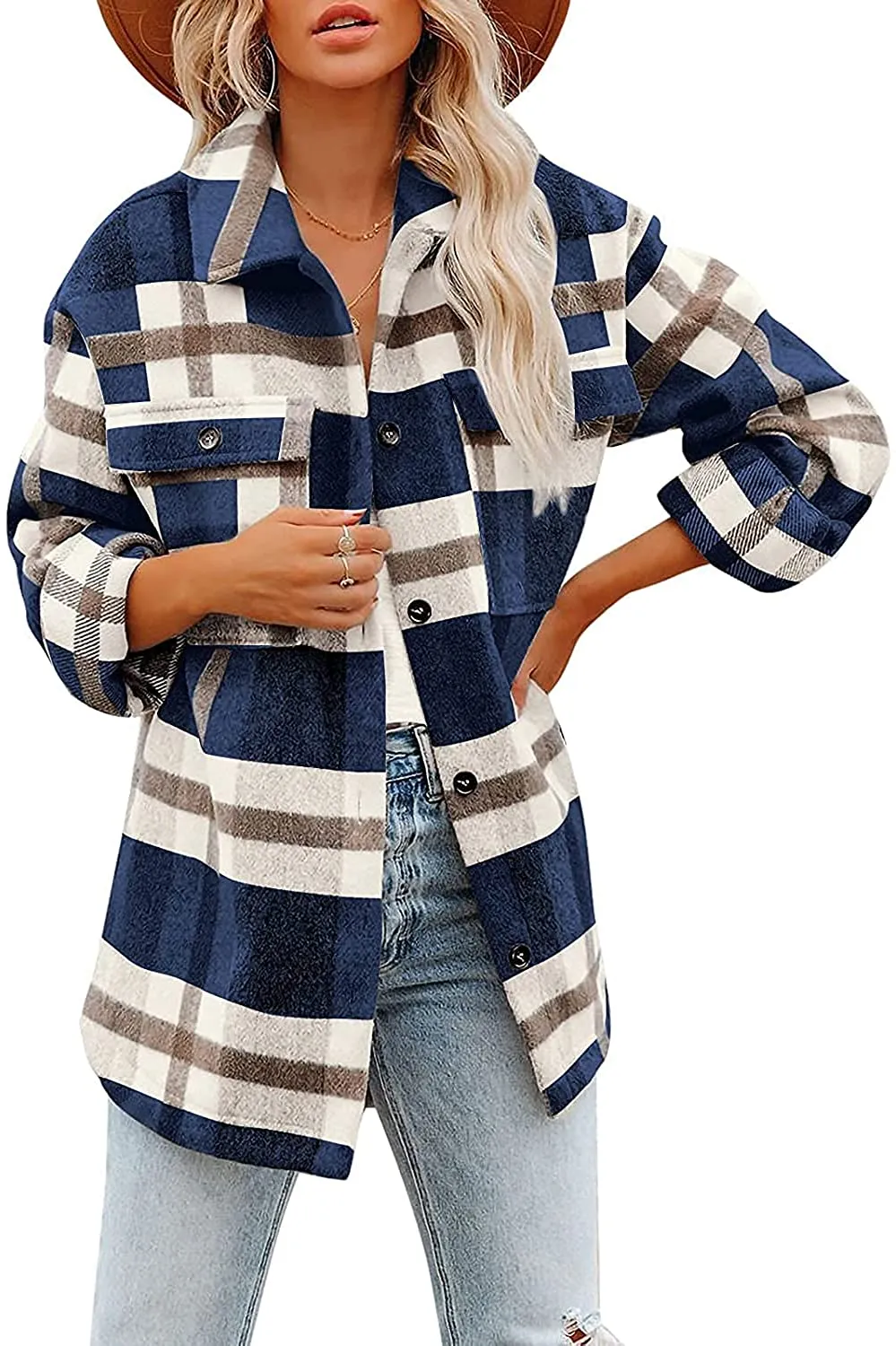 Flannel Plaid Jacket Long Sleeve Button