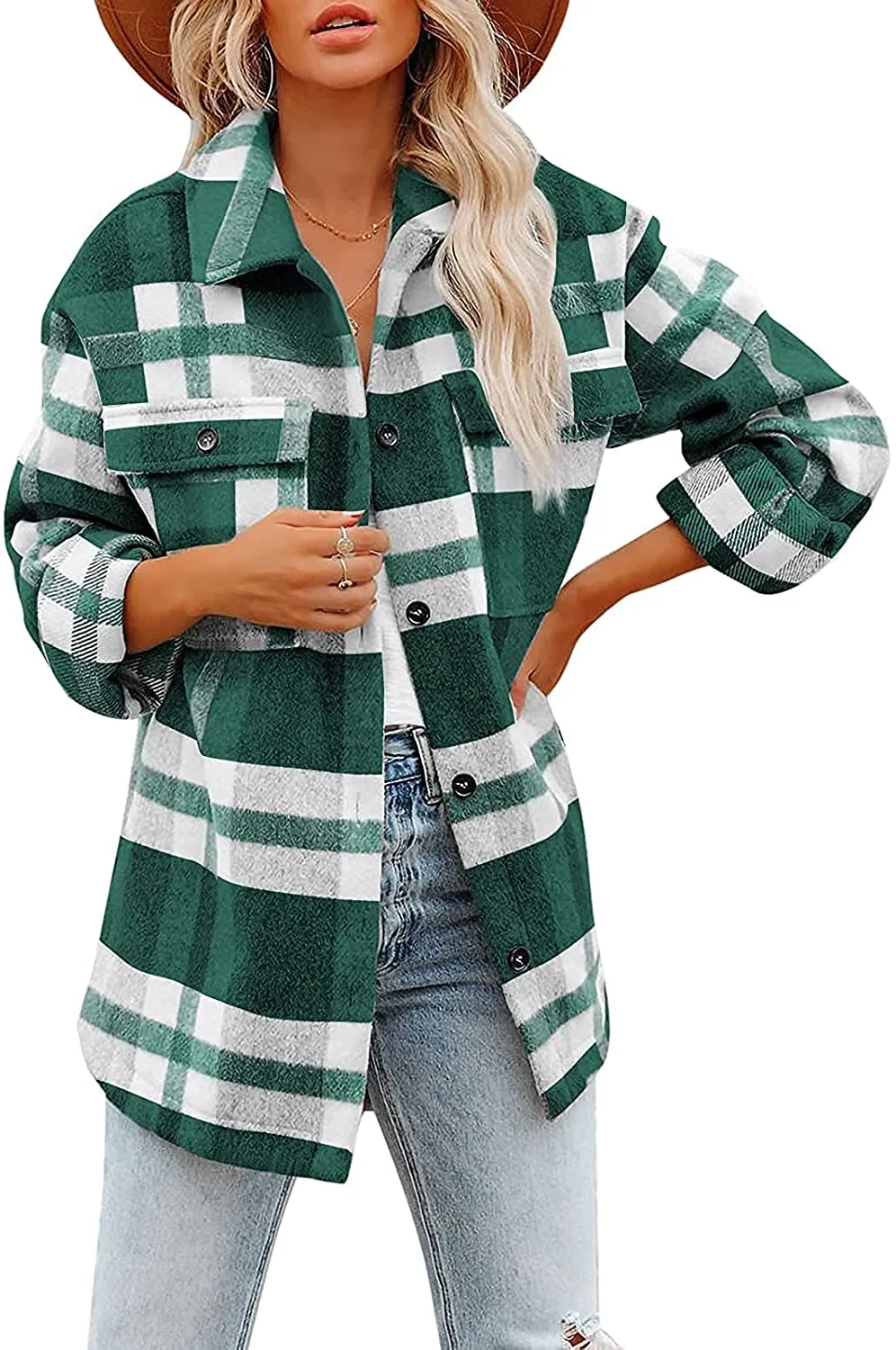Flannel Plaid Jacket Long Sleeve Button