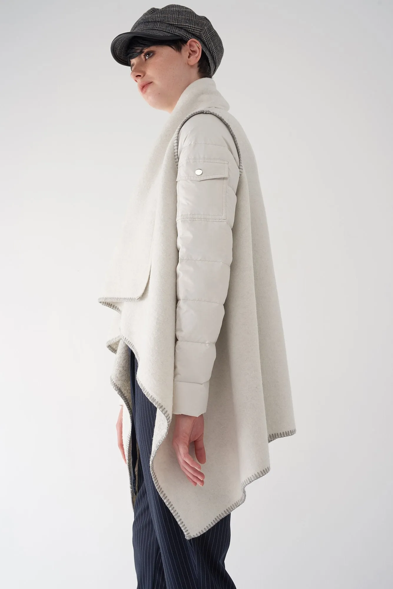 GAIA BONE - Multi Fabric Brushed Knit Jacket