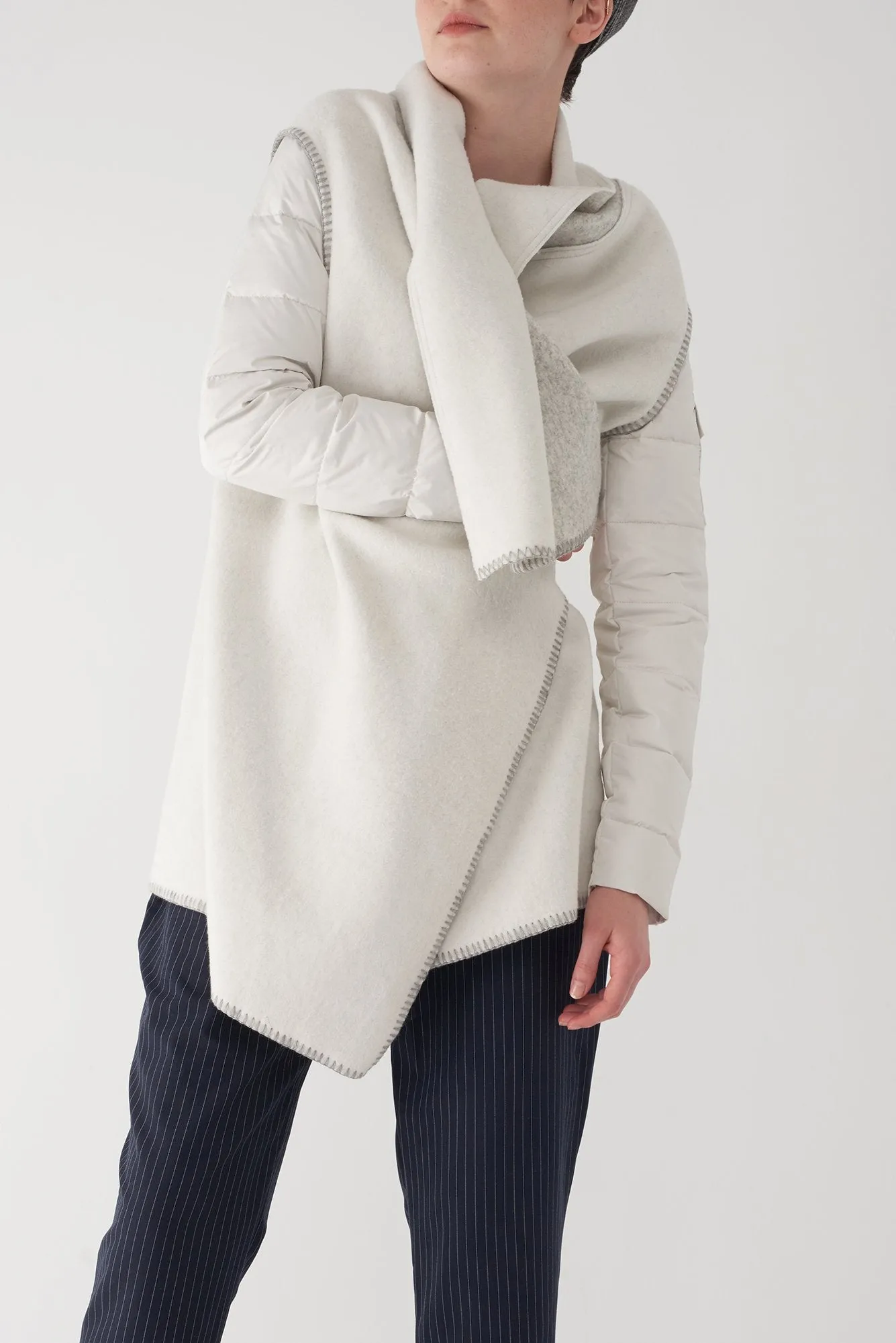 GAIA BONE - Multi Fabric Brushed Knit Jacket