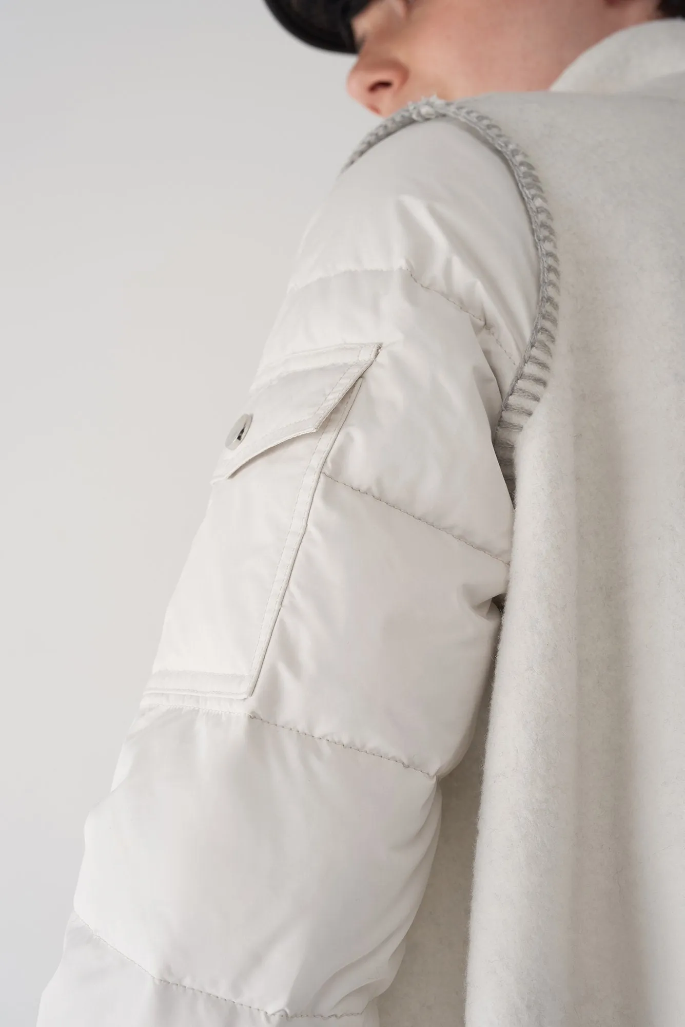 GAIA BONE - Multi Fabric Brushed Knit Jacket