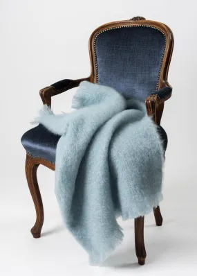 Glacier Blue Mohair Chair Throw