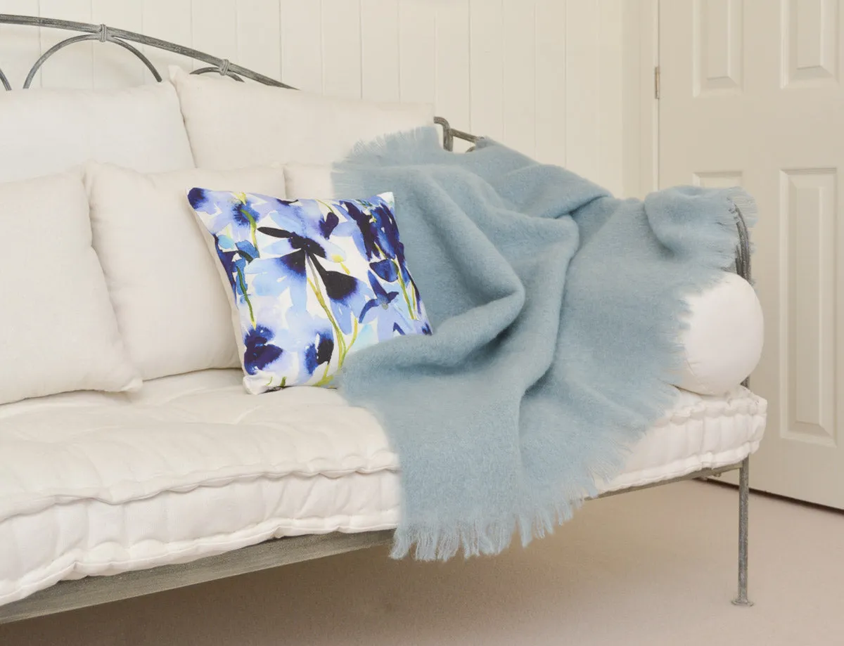 Glacier Blue Mohair Chair Throw