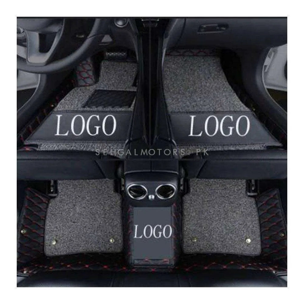 Hyundai Elantra 10D Floor Mats Mix Thread Black With Grey Grass 3 Pcs - Model 2021-2024