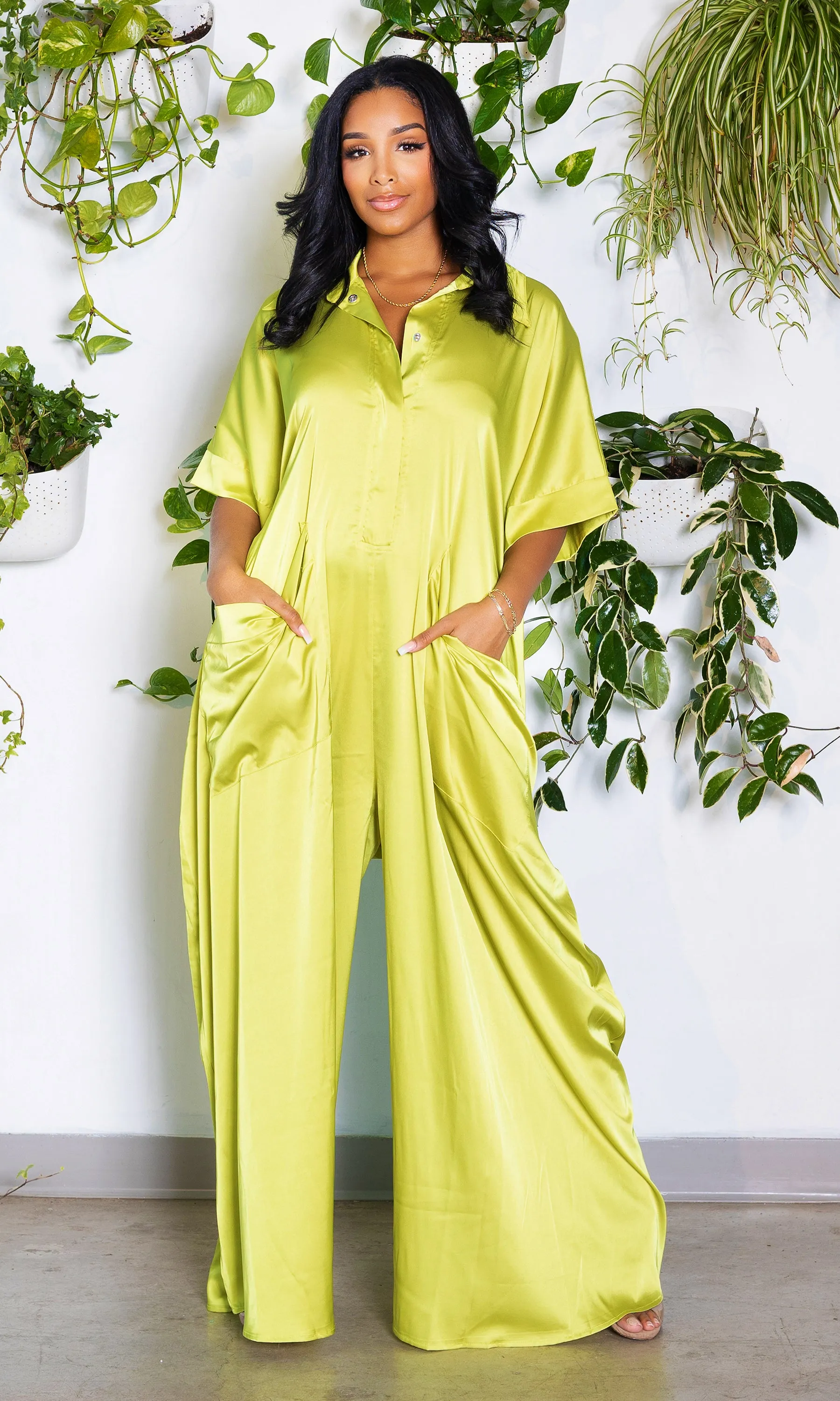 I'm Grown Classy Jumpsuit - Chartreuse