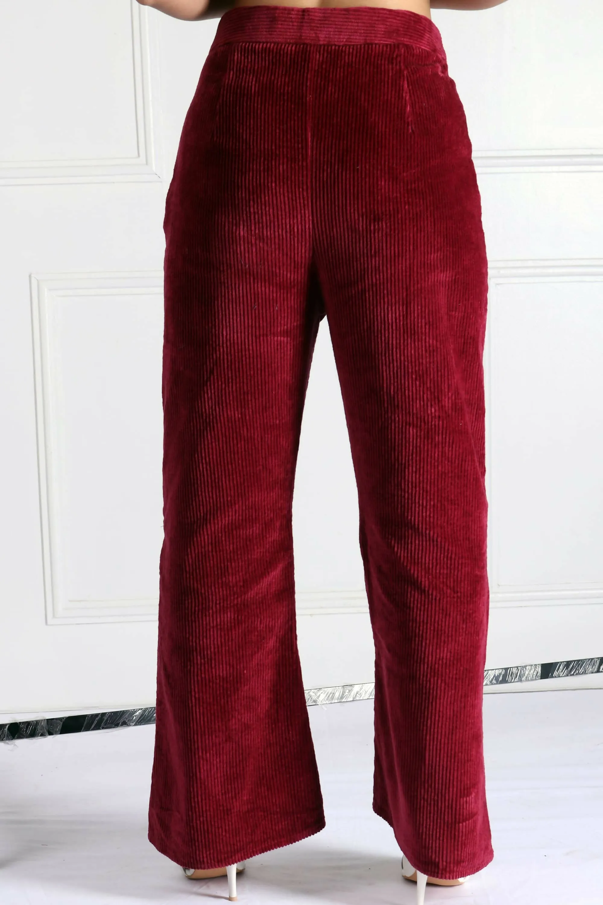 Lea Hibiscus Red Corduroy Pants