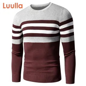 Men's Casual Striped Thick Fleece Cotton Sweater