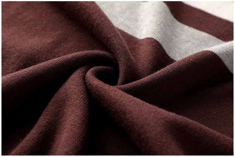 Men's Casual Striped Thick Fleece Cotton Sweater