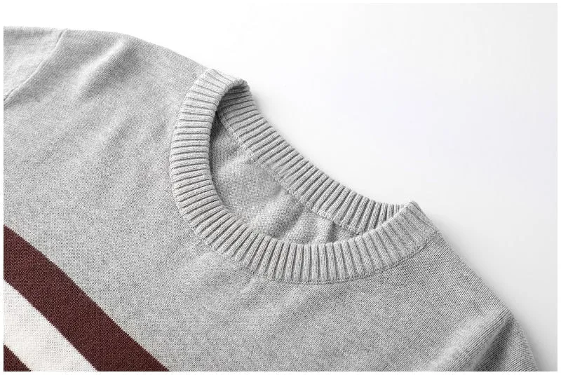 Men's Casual Striped Thick Fleece Cotton Sweater