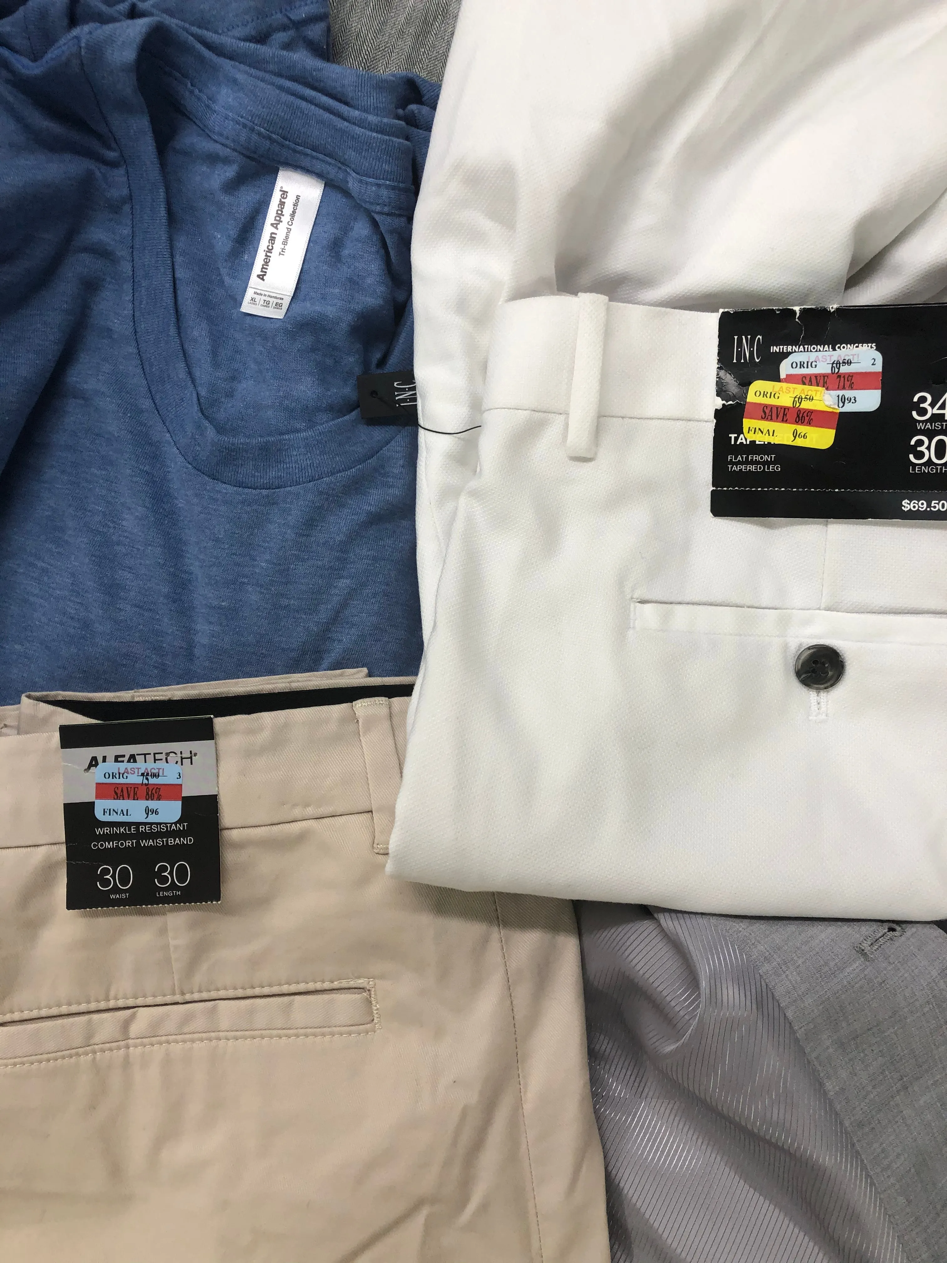 Men's Clothing ADIDAS, Calvin Klein, Michael Kors, American Apparel, Tasso Elba, Alfani, BAR III, INC and more, 20 Units, Shelf Pulls, MSRP $1,289.48