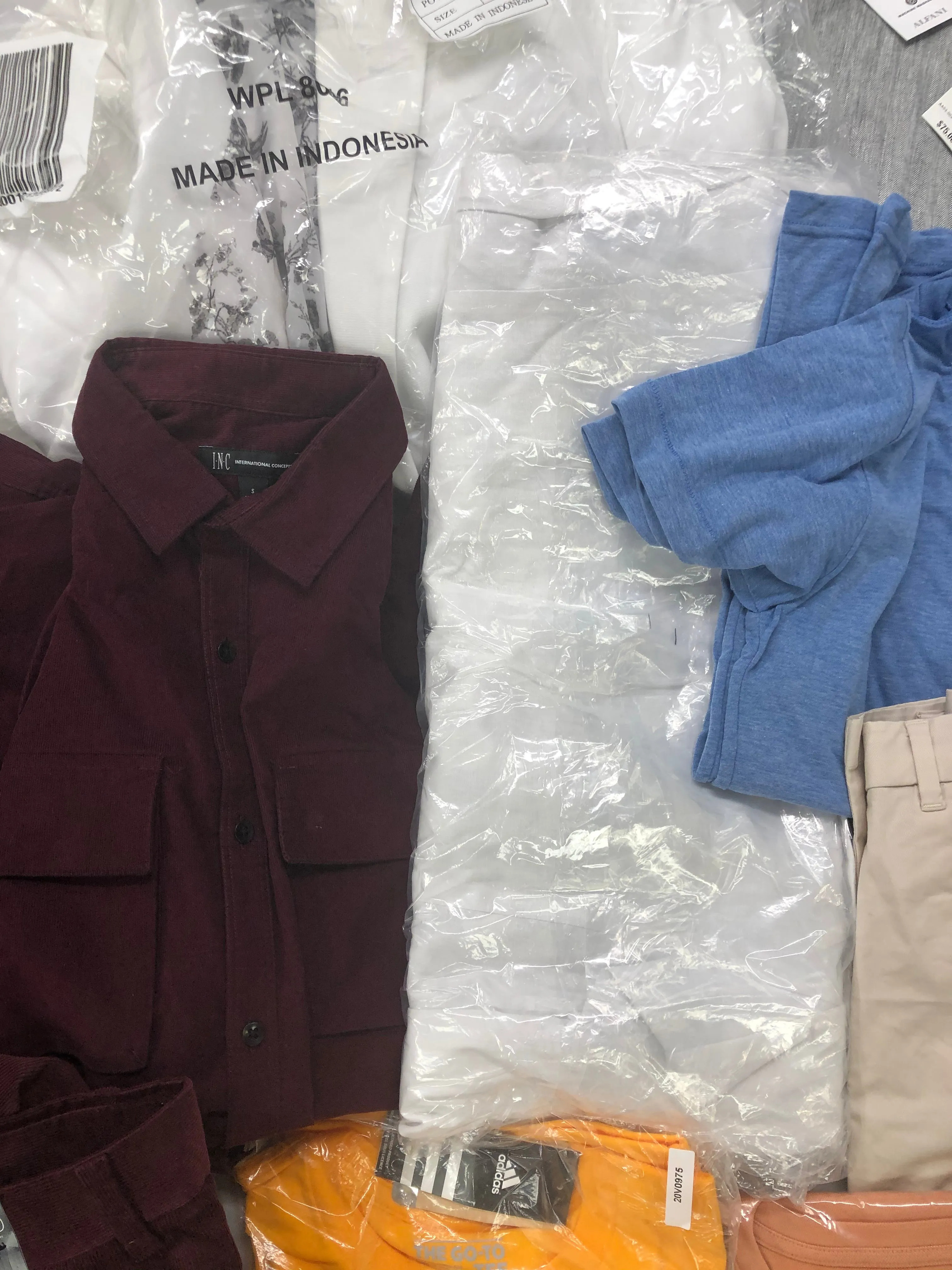 Men's Clothing ADIDAS, Calvin Klein, Michael Kors, American Apparel, Tasso Elba, Alfani, BAR III, INC and more, 20 Units, Shelf Pulls, MSRP $1,289.48