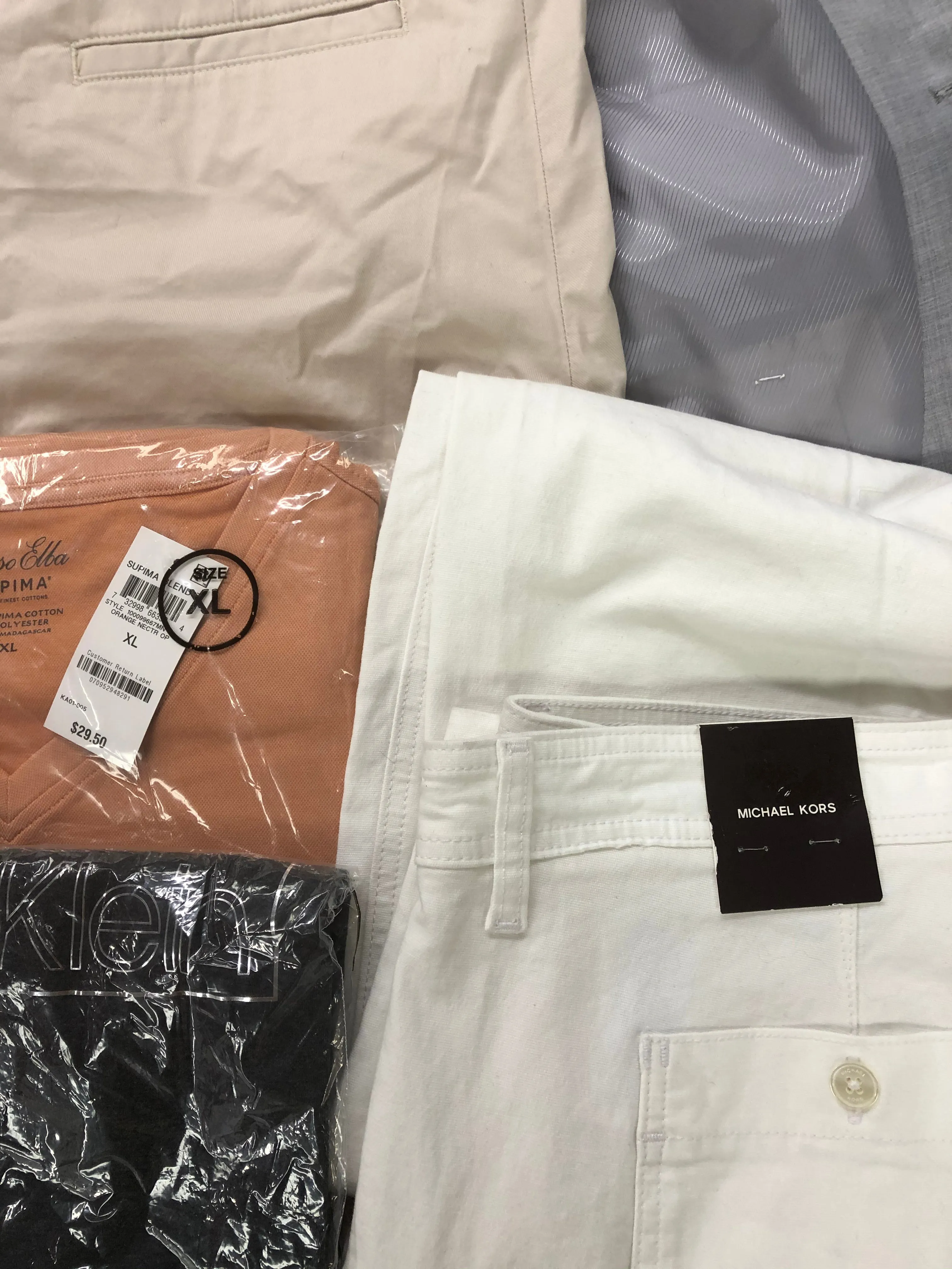 Men's Clothing ADIDAS, Calvin Klein, Michael Kors, American Apparel, Tasso Elba, Alfani, BAR III, INC and more, 20 Units, Shelf Pulls, MSRP $1,289.48