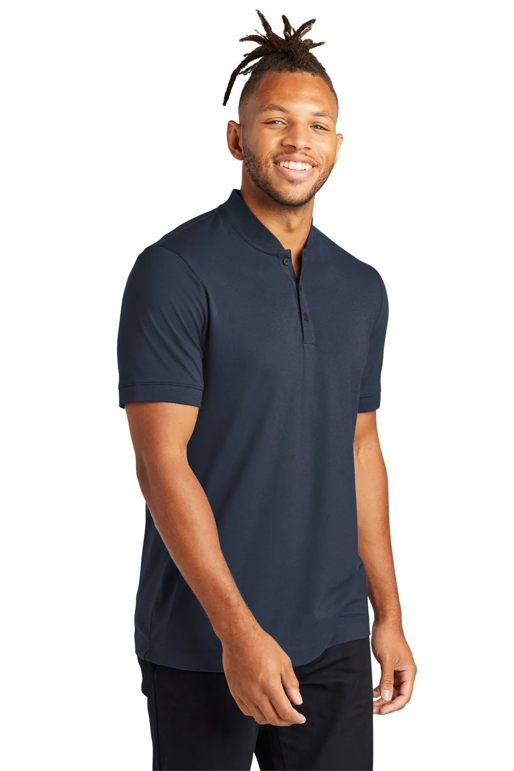 Mercer Mettle Mens Moisture Wicking Short Sleeve Henley T-Shirt - Night Navy Blue