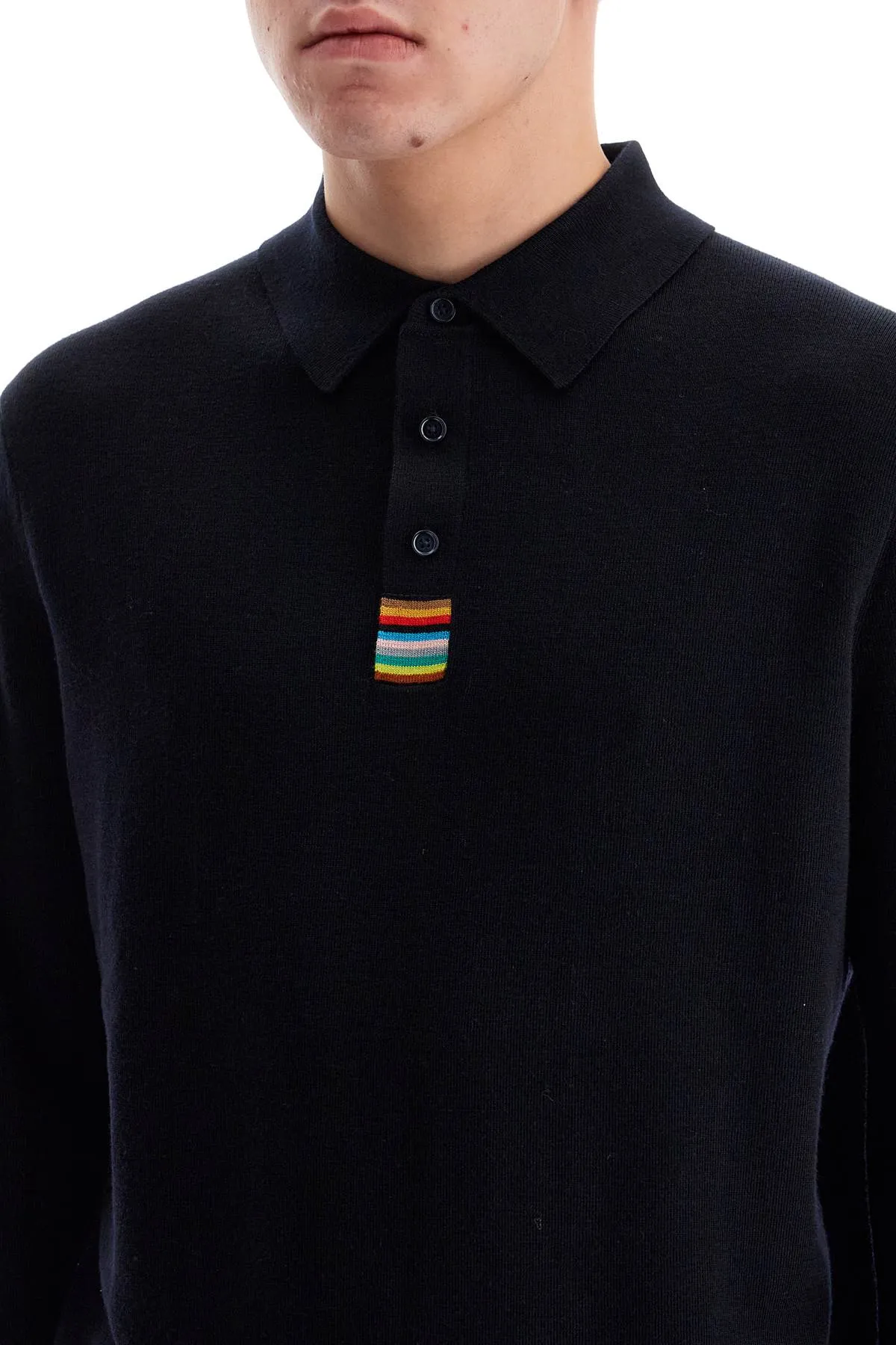 MERINO WOOL POLO-STYLE PULLOVER SWEATER