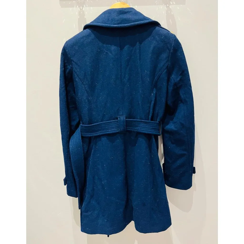 Michael Kors Navy Blue Wool Belted Pea Coat Jacket - Size 4