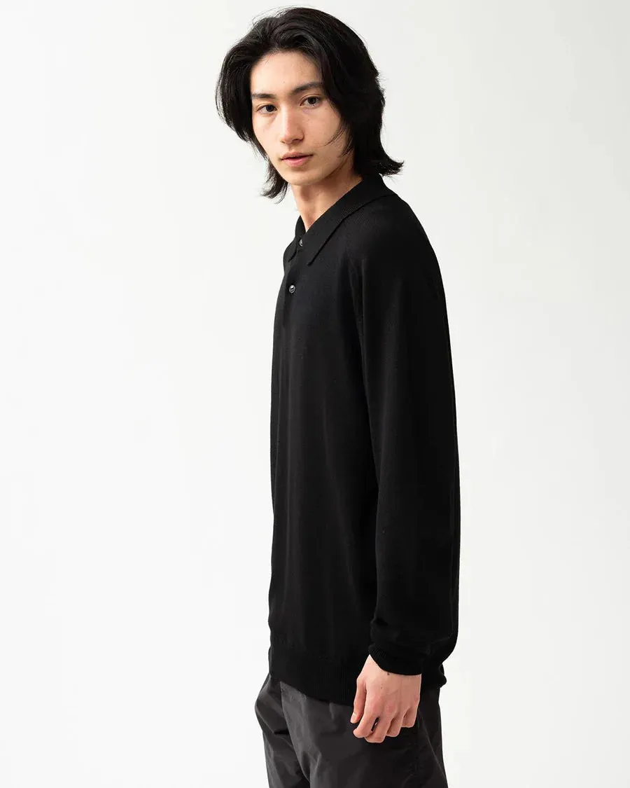 nonnative - DWELLER POLO SWEATER MERINO SUPERFINE WOOL - BLACK