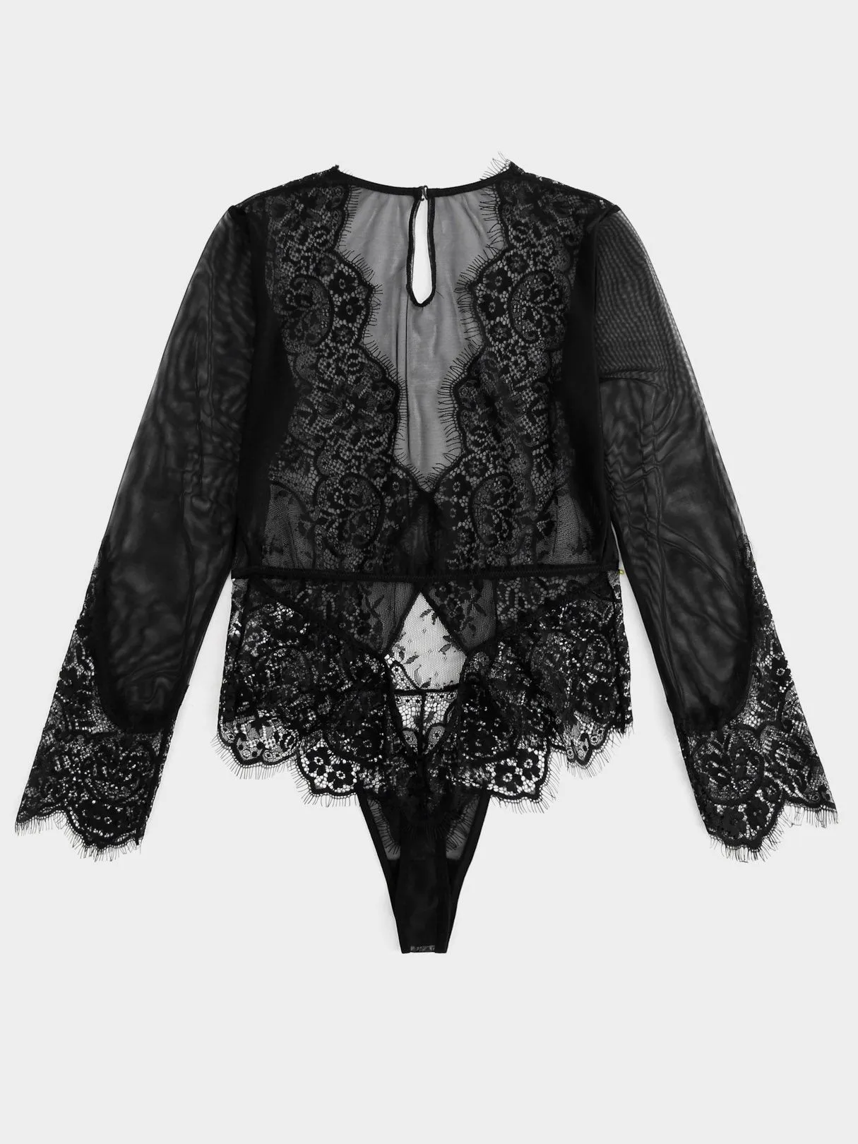 OEM ODM Plain Hollow Cut Out Long Sleeve Black Plus Size Intimates