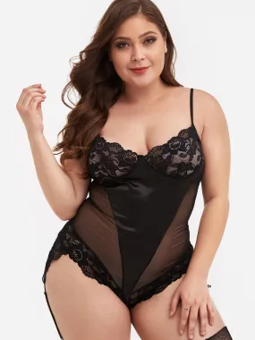 OEM ODM Plain Lace See Through Black Plus Size Intimates
