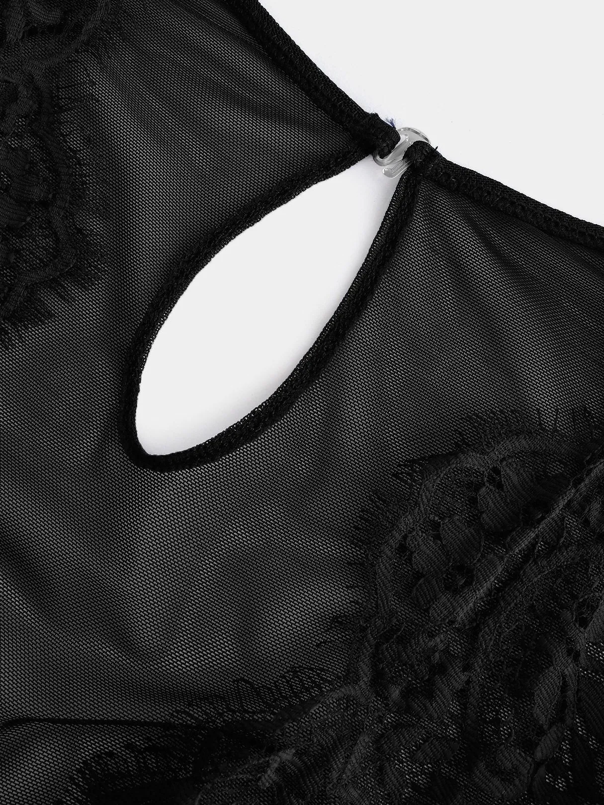 OEM ODM V-Neck Lace Long Sleeve Black Plus Size Intimates
