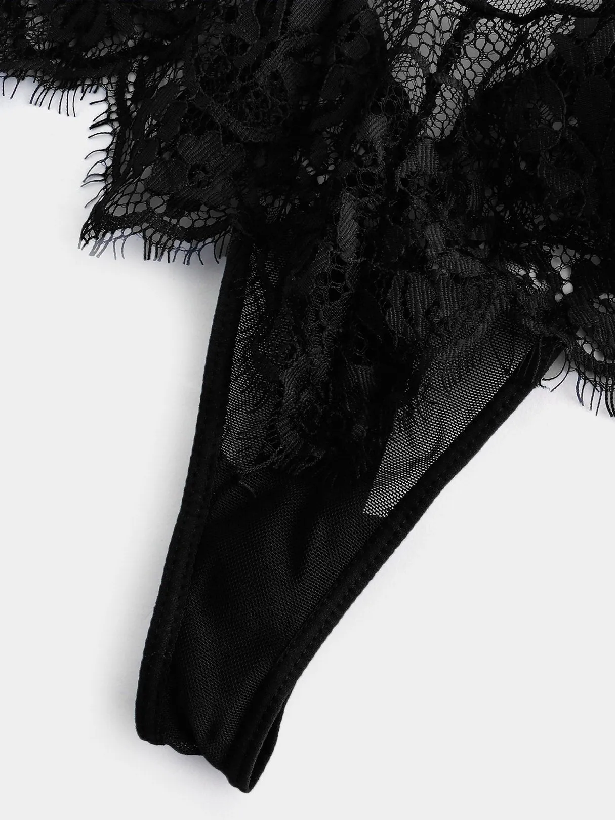 OEM ODM V-Neck Lace Long Sleeve Black Plus Size Intimates