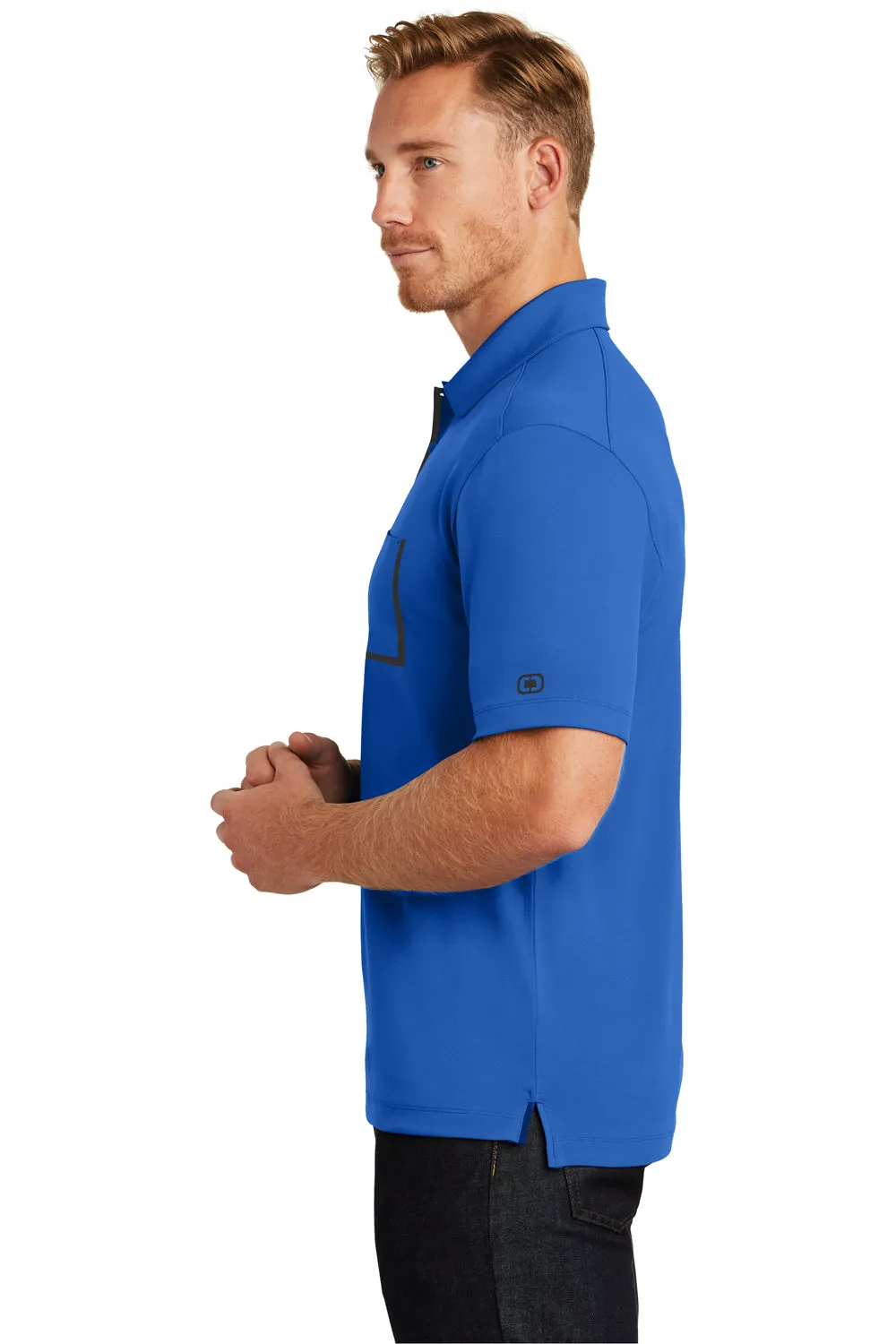 Ogio Mens Fuse Moisture Wicking Short Sleeve Polo Shirt w/ Pocket - Optic Blue - Closeout