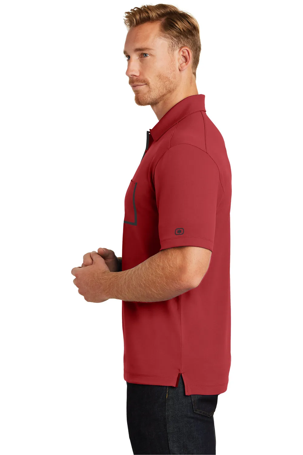 Ogio Mens Fuse Moisture Wicking Short Sleeve Polo Shirt w/ Pocket - Signal Red - Closeout