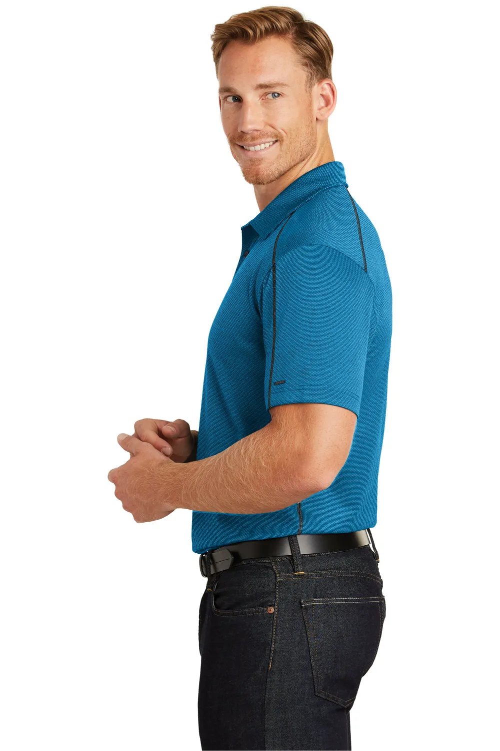 Ogio Mens Orbit Moisture Wicking Short Sleeve Polo Shirt - Bolt Blue/Blacktop - Closeout