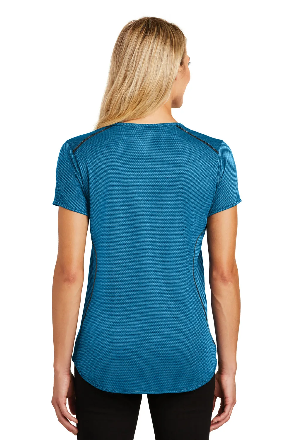 Ogio Womens Orbit Moisture Wicking Short Sleeve Henley T-Shirt - Bolt Blue/Blacktop - Closeout