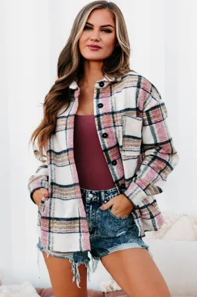 Percy Plaid Shacket (Ivory/Pink)