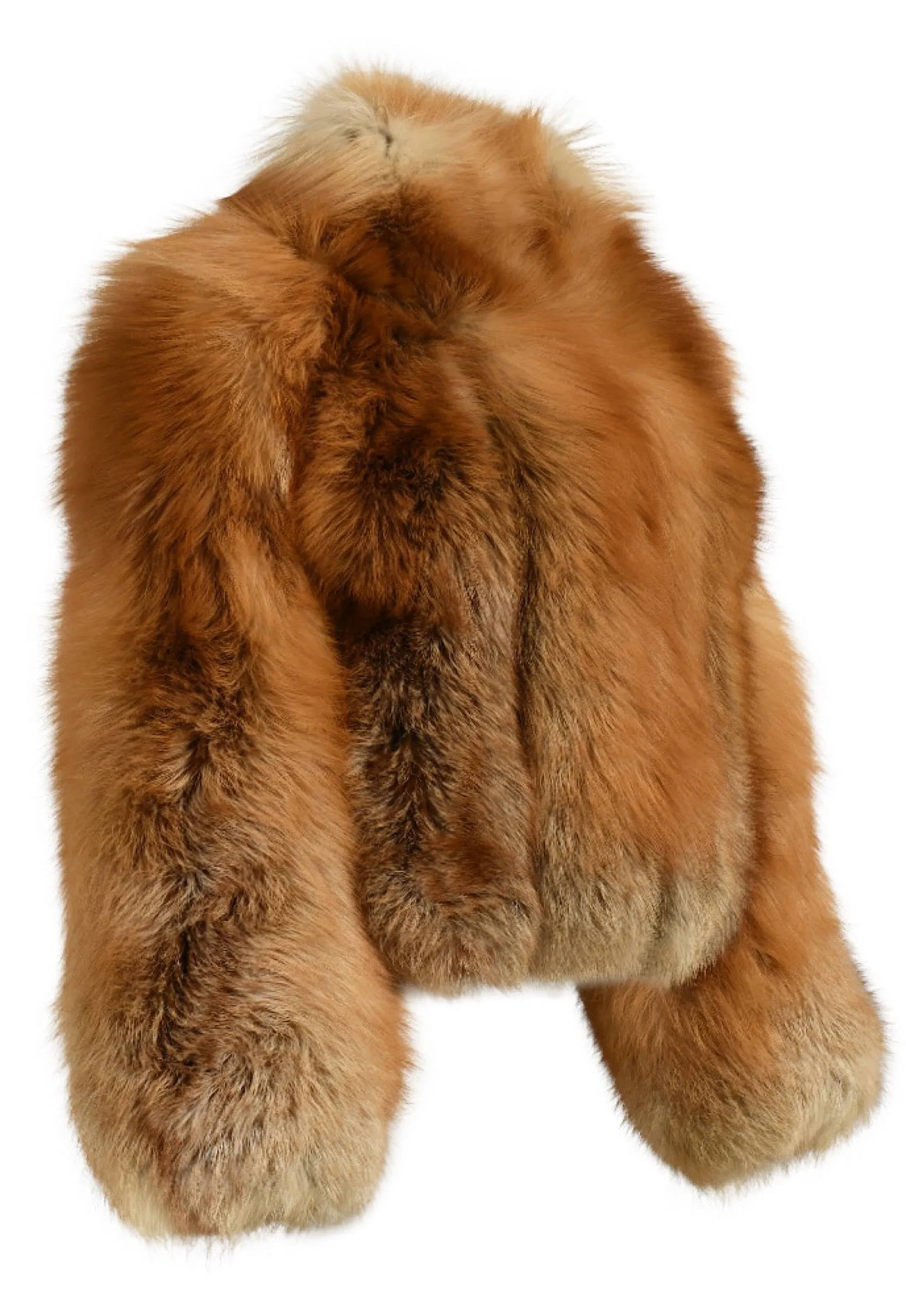 Red Fox Fur Coat with High Neck