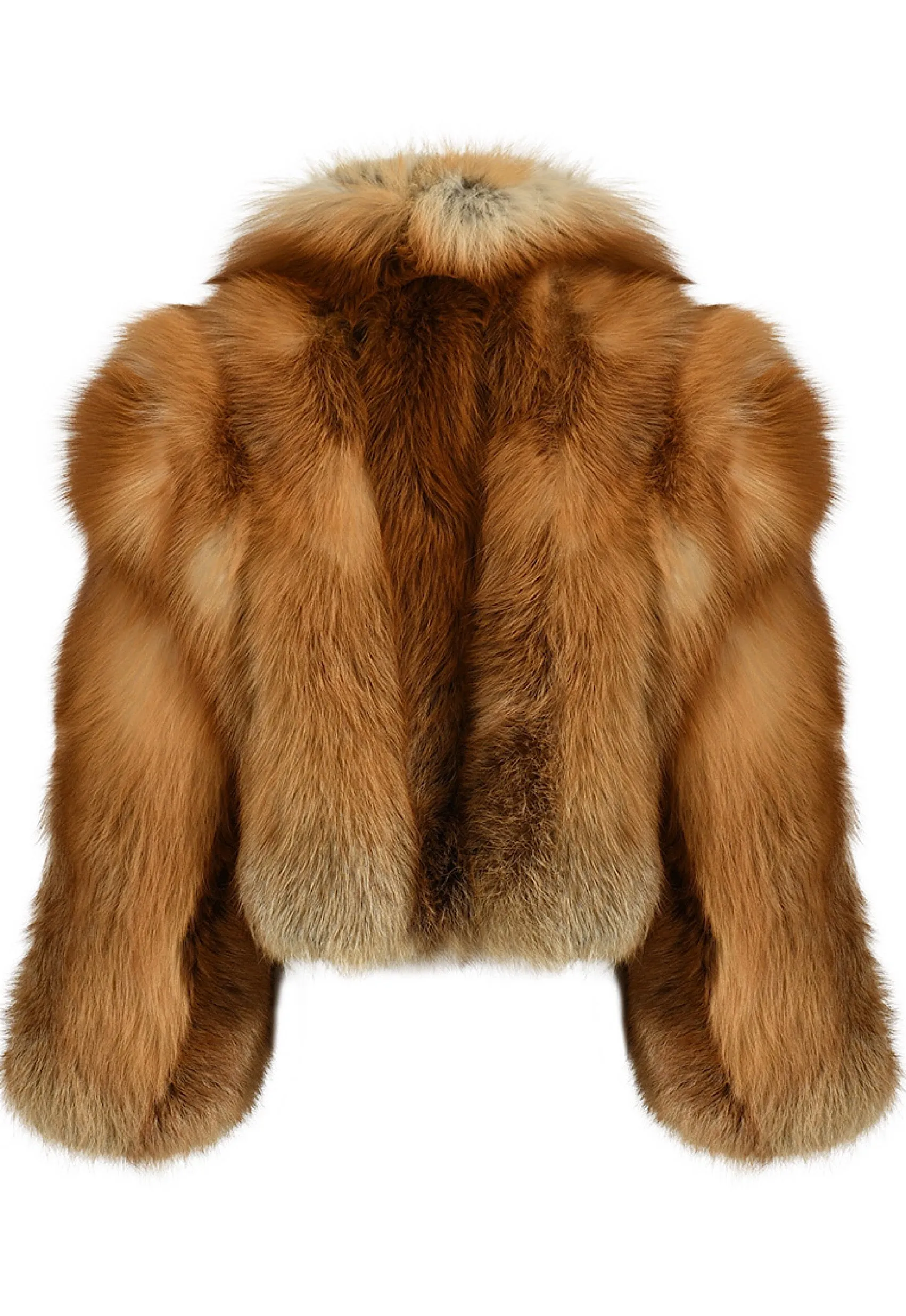 Red Fox Fur Coat with High Neck