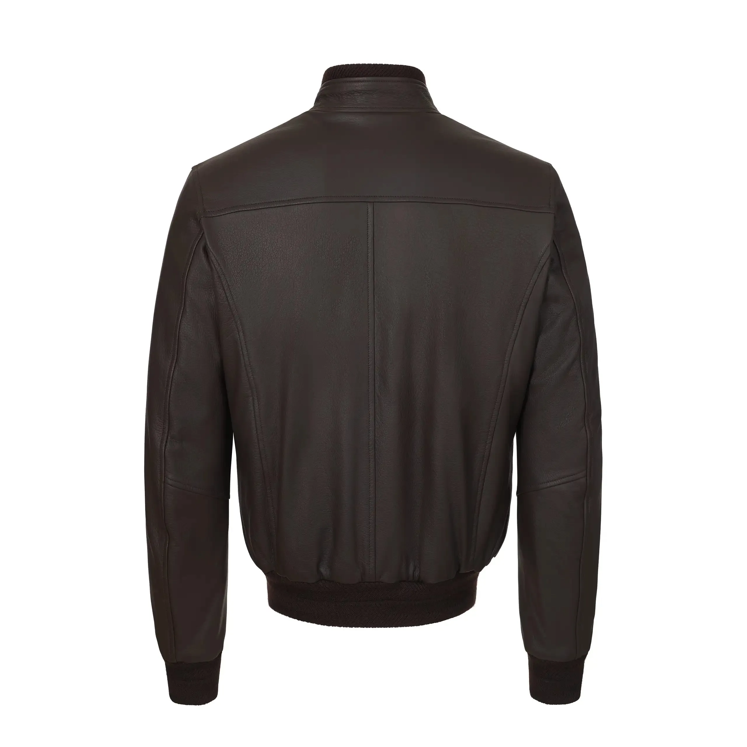 Reversible Leather Bomber Jacket in Dark Brown