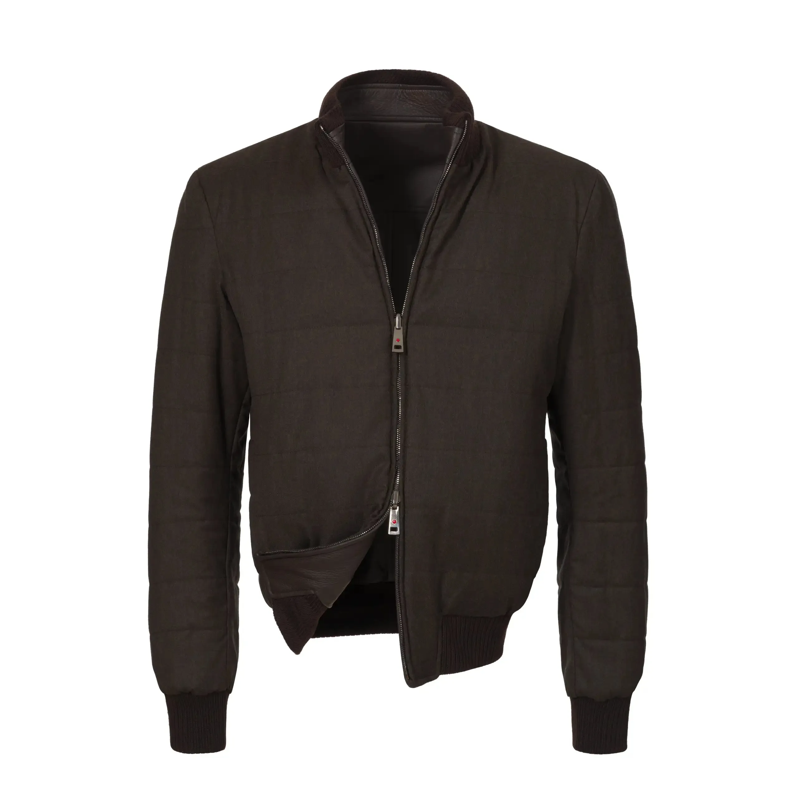 Reversible Leather Bomber Jacket in Dark Brown