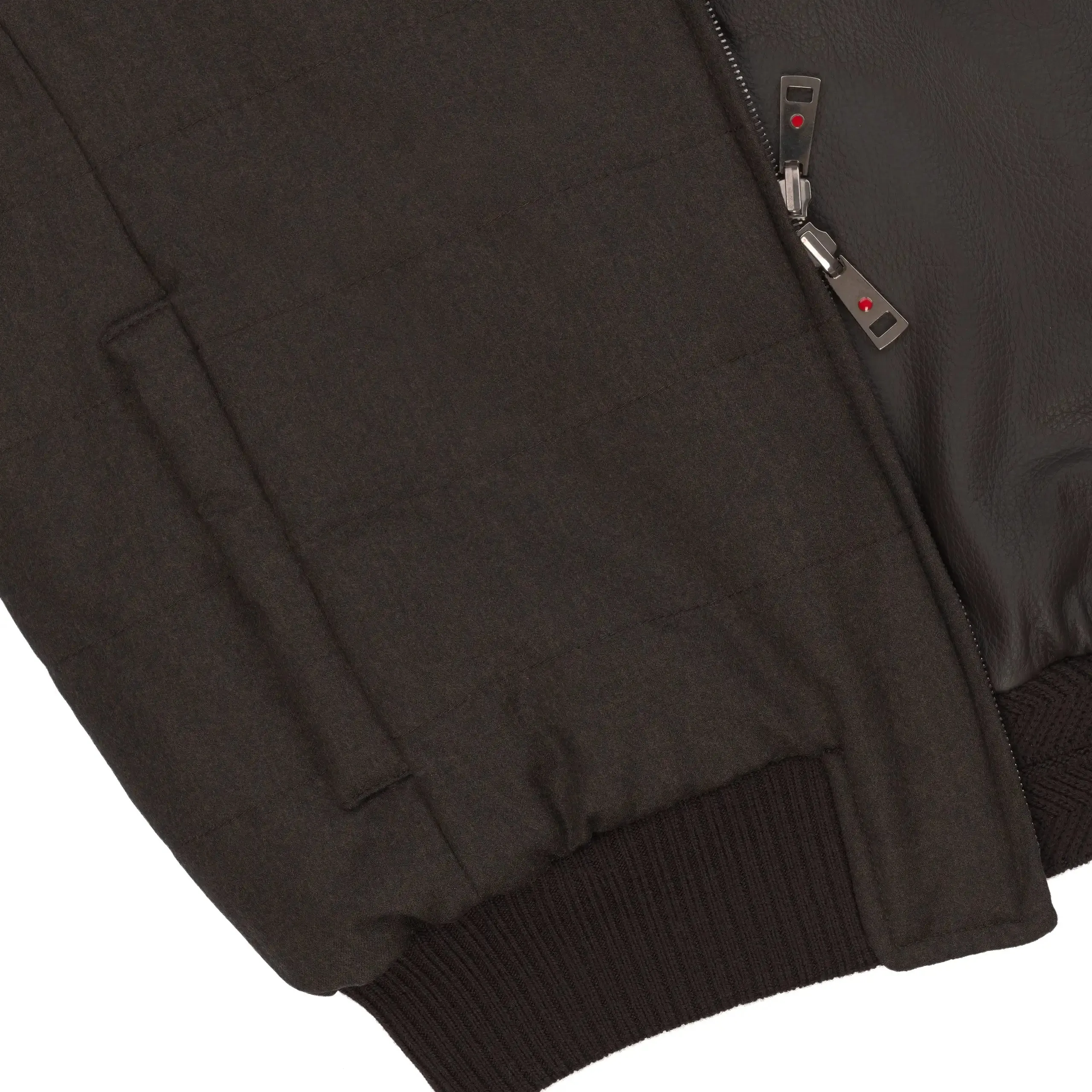 Reversible Leather Bomber Jacket in Dark Brown