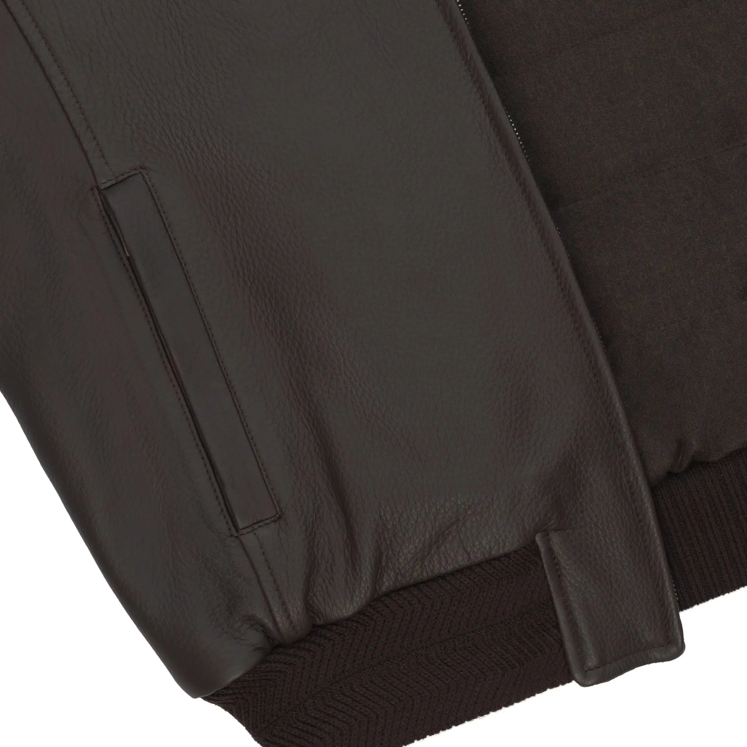 Reversible Leather Bomber Jacket in Dark Brown