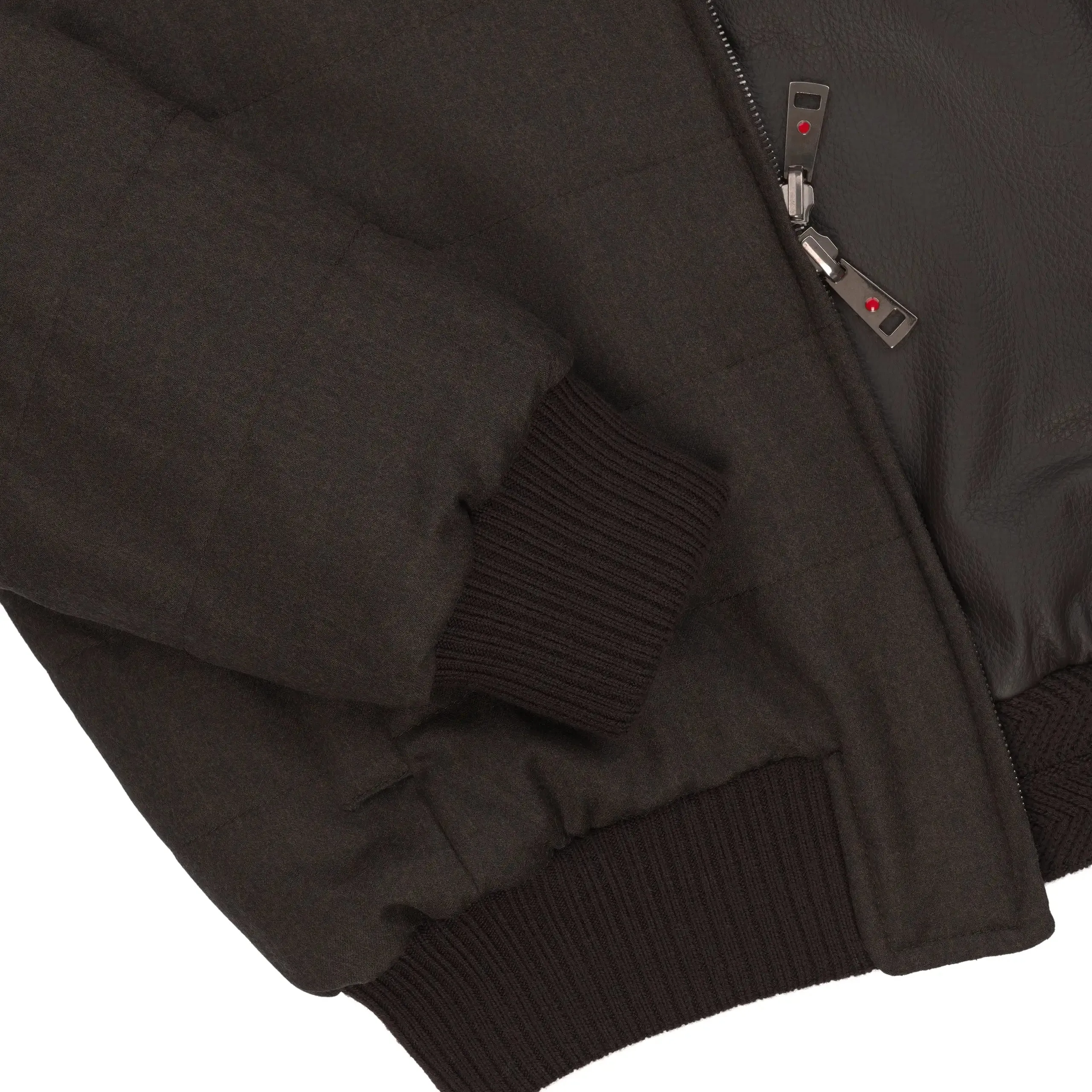 Reversible Leather Bomber Jacket in Dark Brown