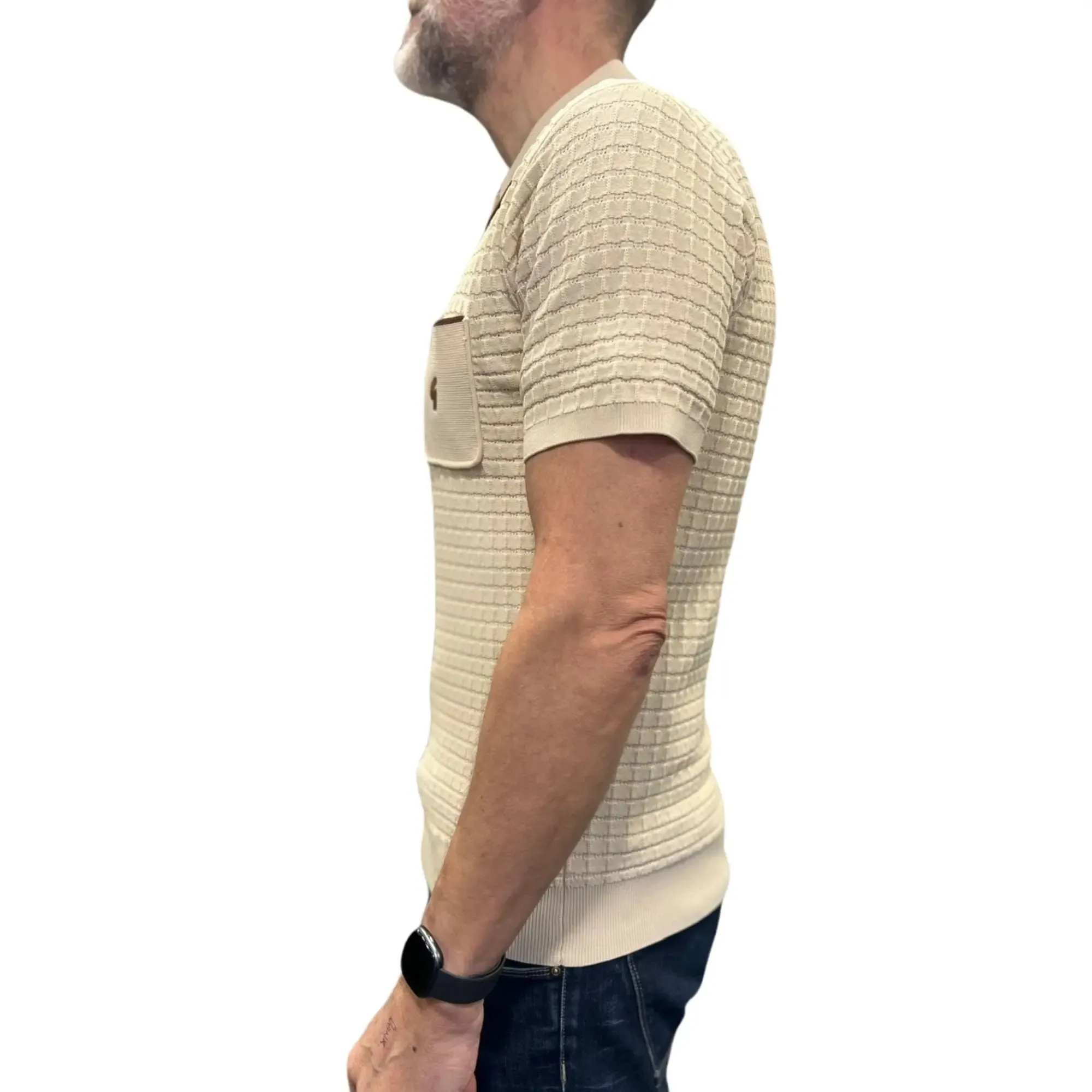 Roy Cream Short-Sleeved Knitted Polo