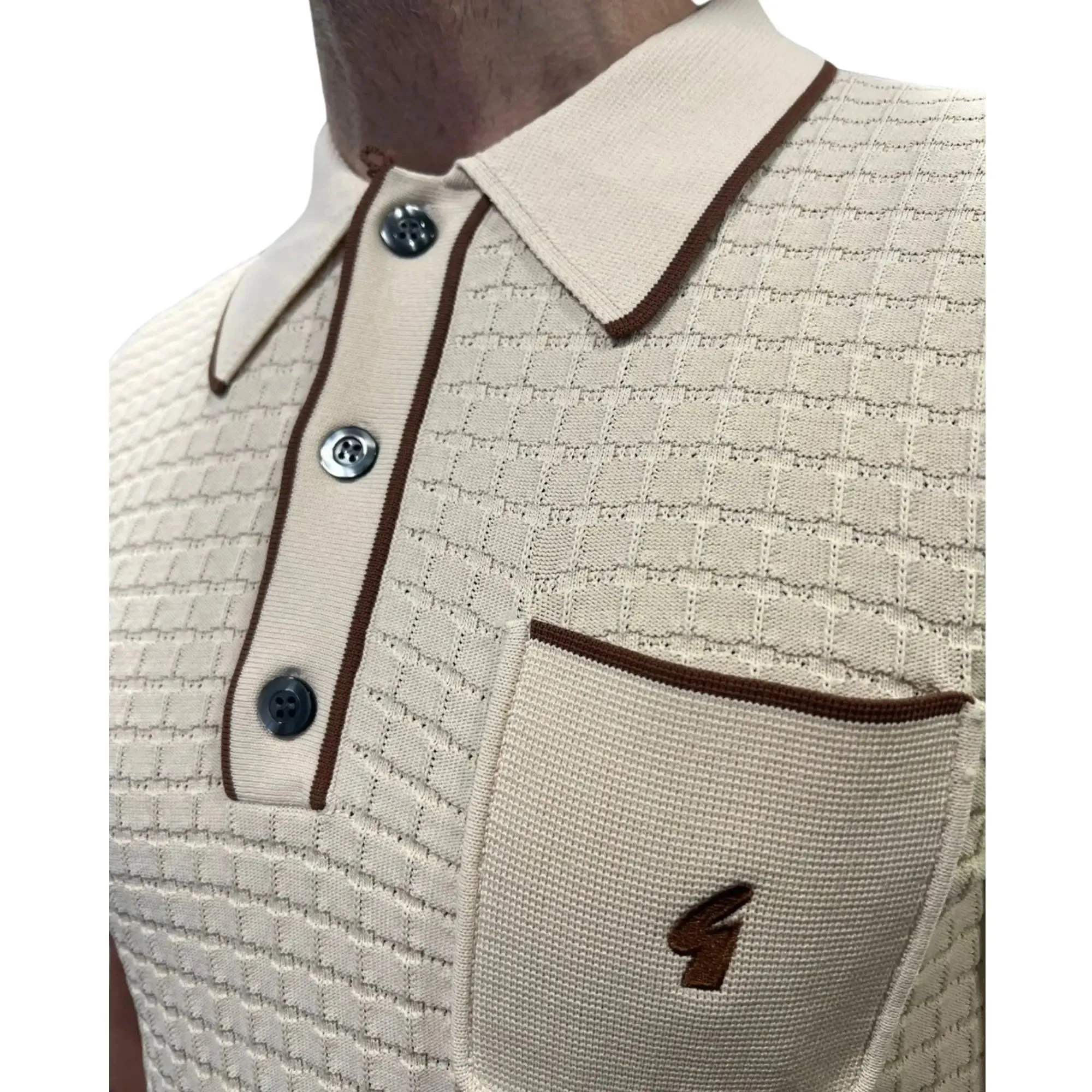 Roy Cream Short-Sleeved Knitted Polo