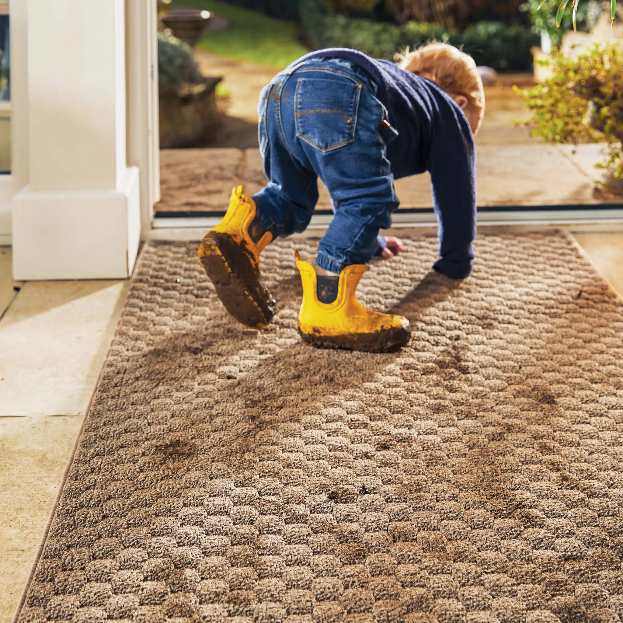 Sculptured Washable Honeycomb Rug  Mink