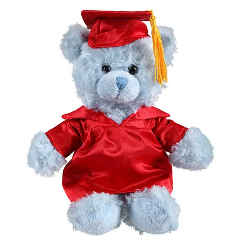 Soft Plush Blue Sitting Teddy Bear in Graduation Cap & Gown Stuffed Animal