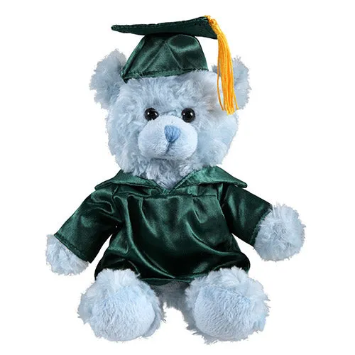 Soft Plush Blue Sitting Teddy Bear in Graduation Cap & Gown Stuffed Animal