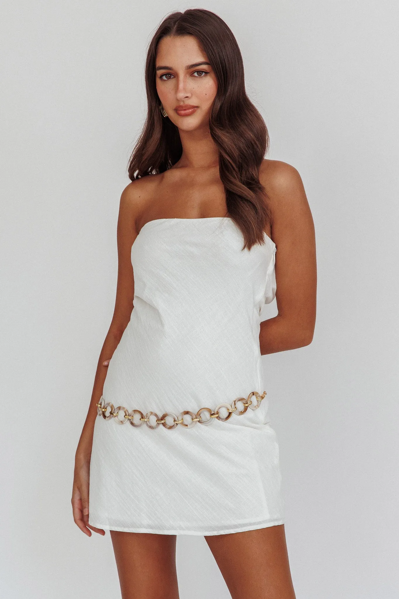 Sorbet Strapless Mini Dress White